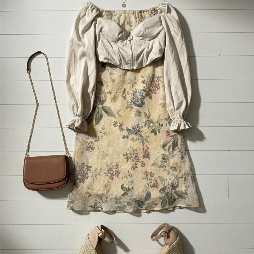 Coldwater Creek Floral Crinkle Maxi Skirt for the Dolls 💋( tongue pop ) Cottage